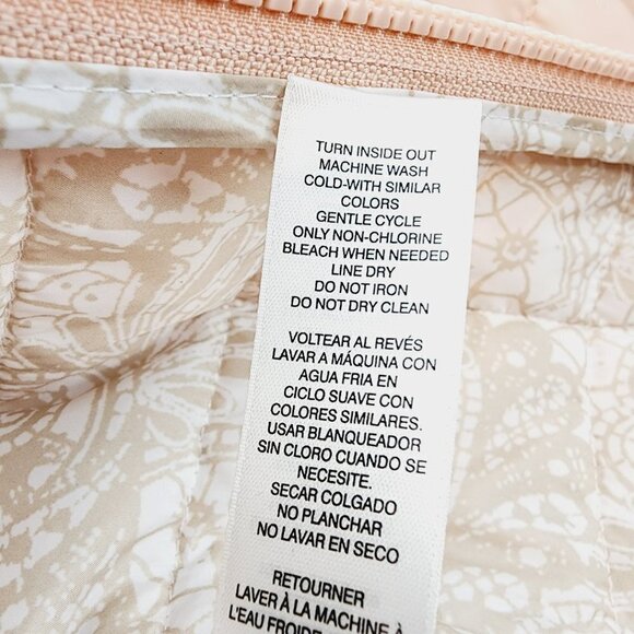Chicos Lightweight Quilted Puffer Jacket Zip Front Peach Pink Pearl Rhinestone M - Picture 8 of 14